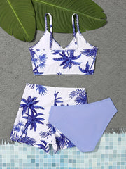 Girls Palm Tree Bikini Tankini Set Summer Beach Bathing Suits