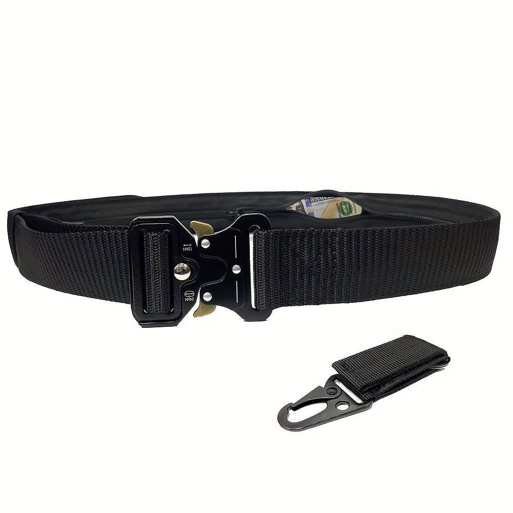 2in1 Military Nylon Belt With Hidden Pocket Metal Quick Release Buckle