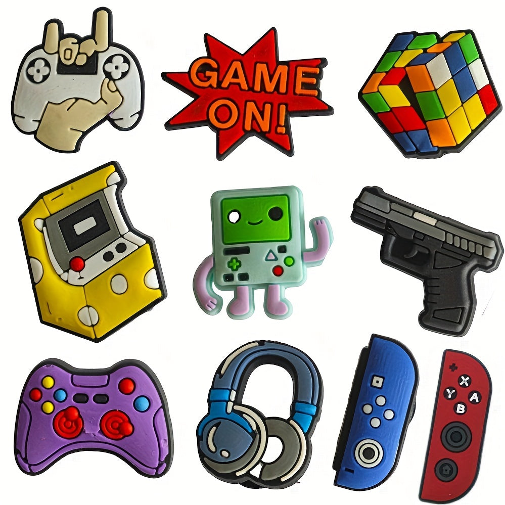 10pcs Game On Funny Shoe Charms For Clogs Sandals Shoes Decoration