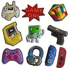 10pcs Game On Funny Shoe Charms For Clogs Sandals Shoes Decoration