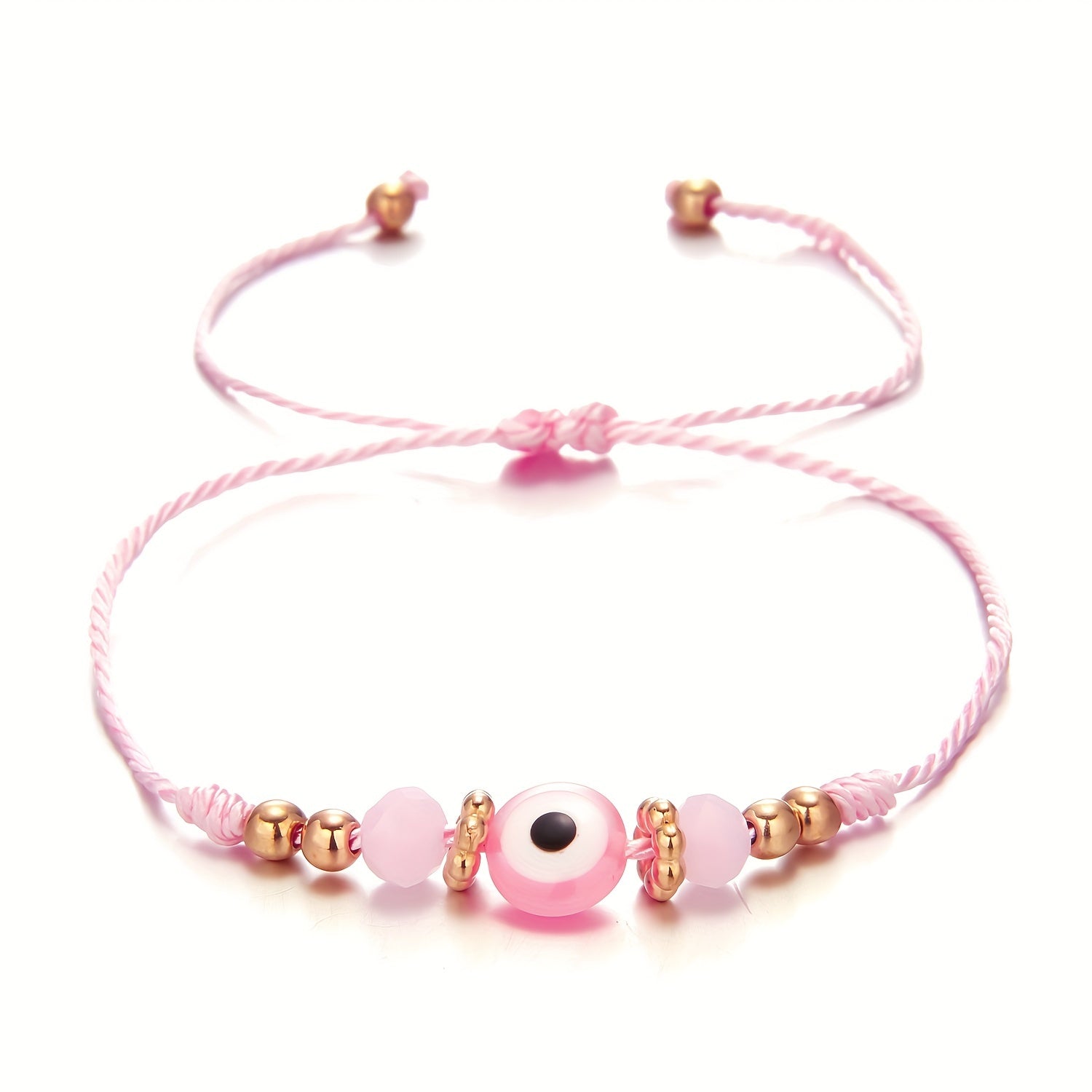 Y2K Style Beaded String Bracelet Devil's Eye Pattern Beads Adjustable Braided