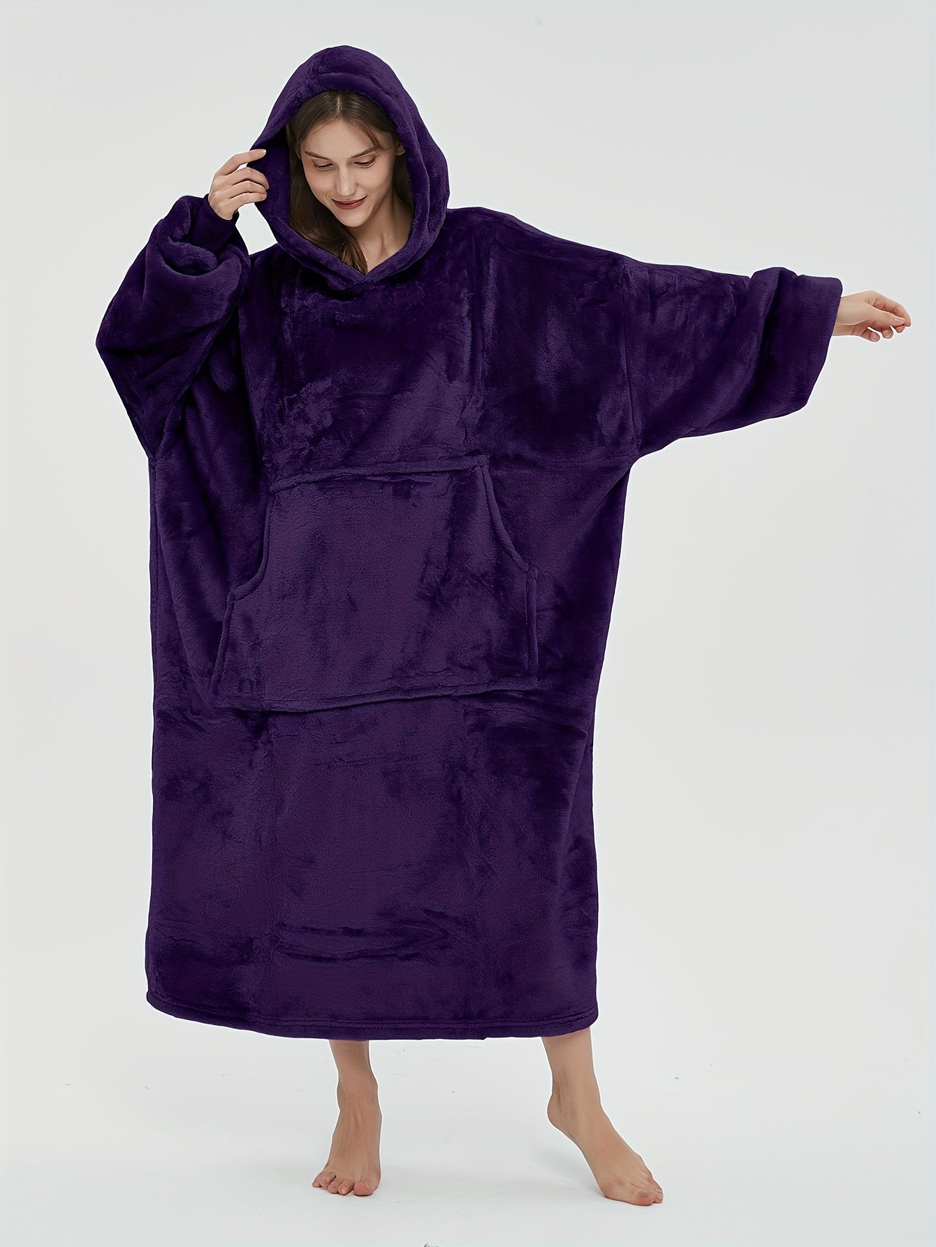 Cozy Hooded Night Robe with Pockets