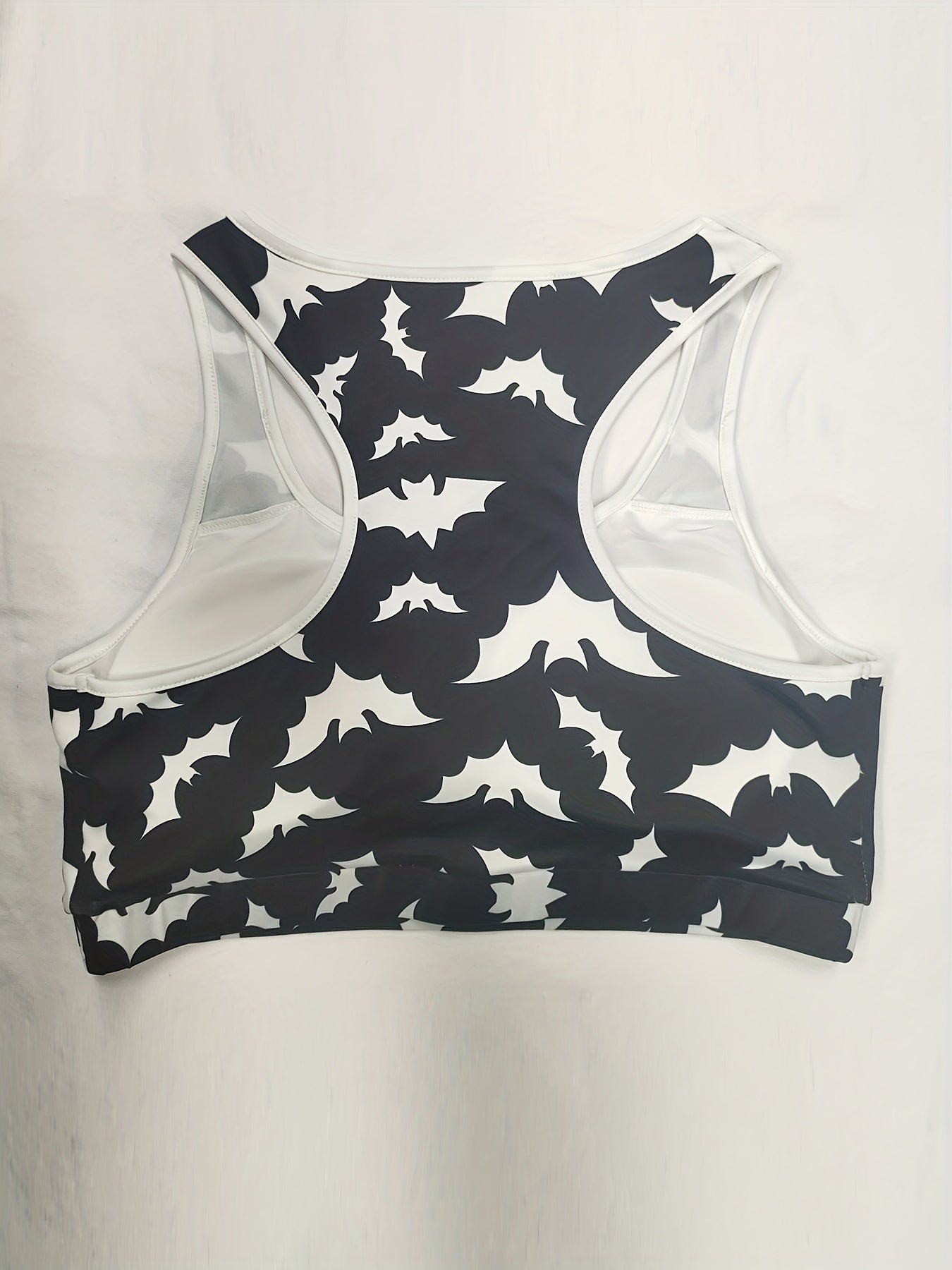 Bat Print Racer Back Padded Sports Bra