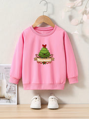 Candy Cane Tree Graphic Crew Neck Long Sleeve Sweatshirt for Kids
