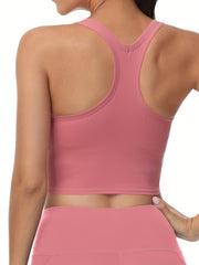 Women's Solid Racer Back Yoga Sports Bra