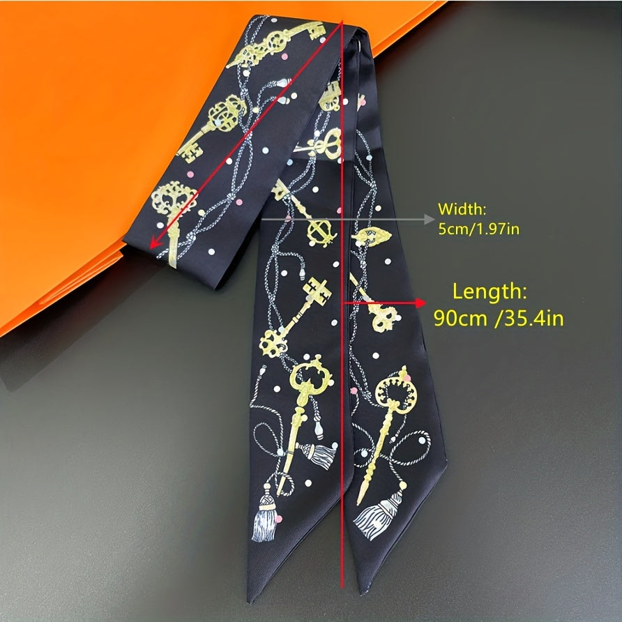 Lock & Key Neckerchief Long Hair Ribbon Skinny Scarf Headband Sash Belt