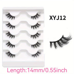 5 pairs of European & American half eye false lashes 3D thick curl