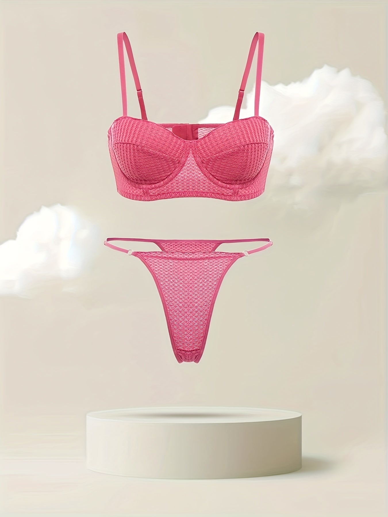 Solid Push Up Bra & G string Panty Lingerie Set