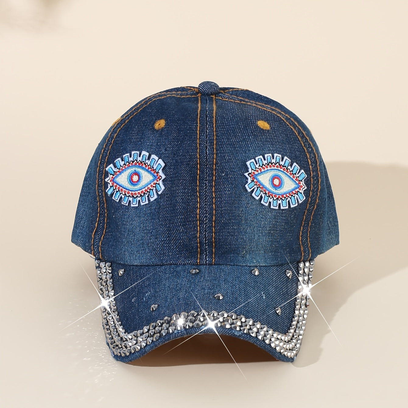 Rhinestone Baseball Cap with Eye Patch