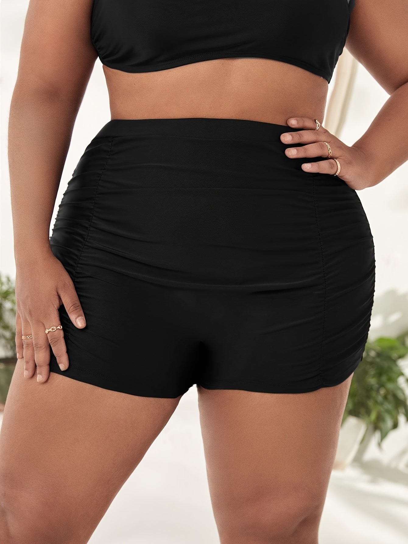 Ruched High Waist Tummy Control Beach Shorts