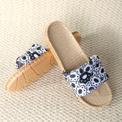 Cat Paw Slippers Open Toe Slide Sandals Lightweight Linen Beach Shoes