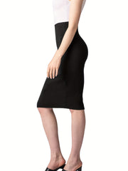Solid Split Bodycon Skirt High Waist Skirt For Office