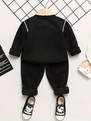 Boys Bear Print Knit Pants Suit for Spring and Autumn