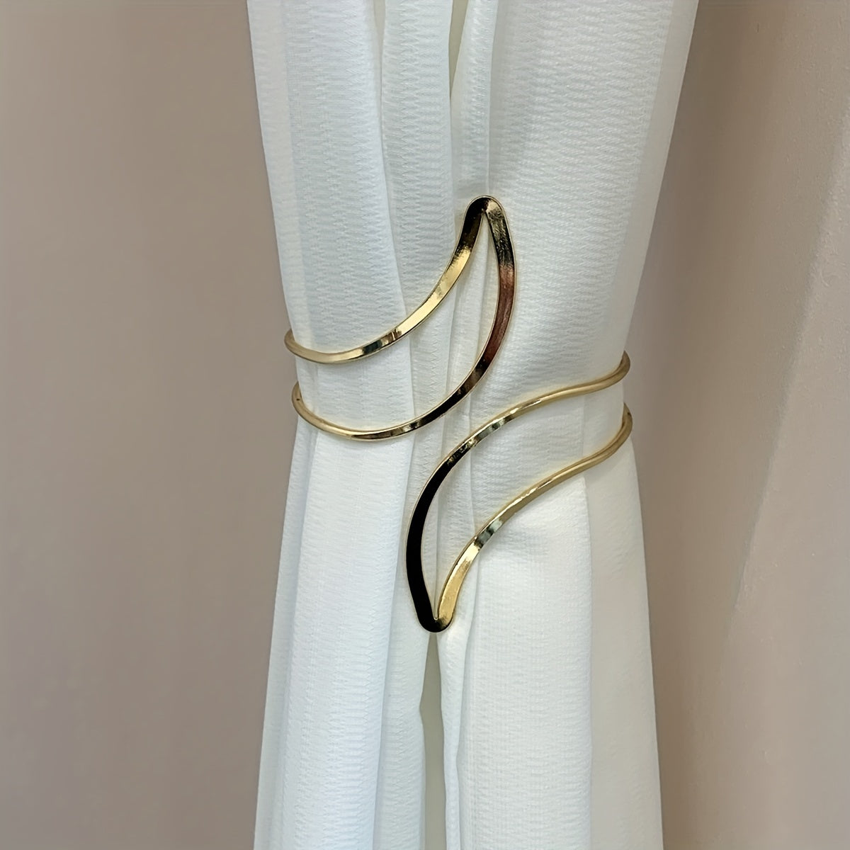 1pc Geometric Pattern Golden Curtain Tieback