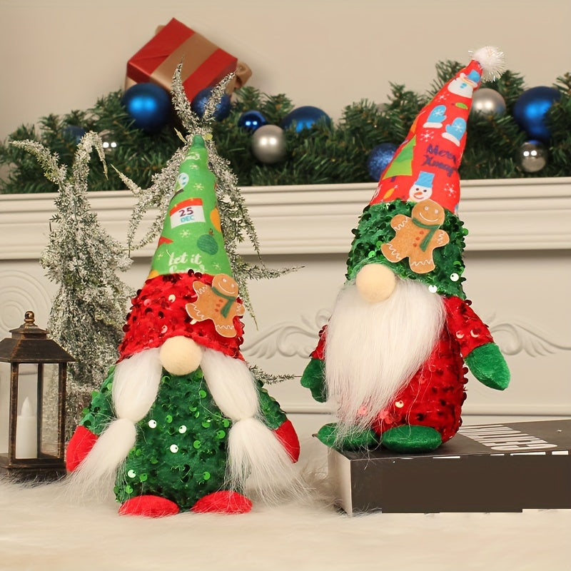 Sequin Gingerbread Doll Christmas Gnomes Plush Decor