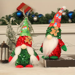 Sequin Gingerbread Doll Christmas Gnomes Plush Decor