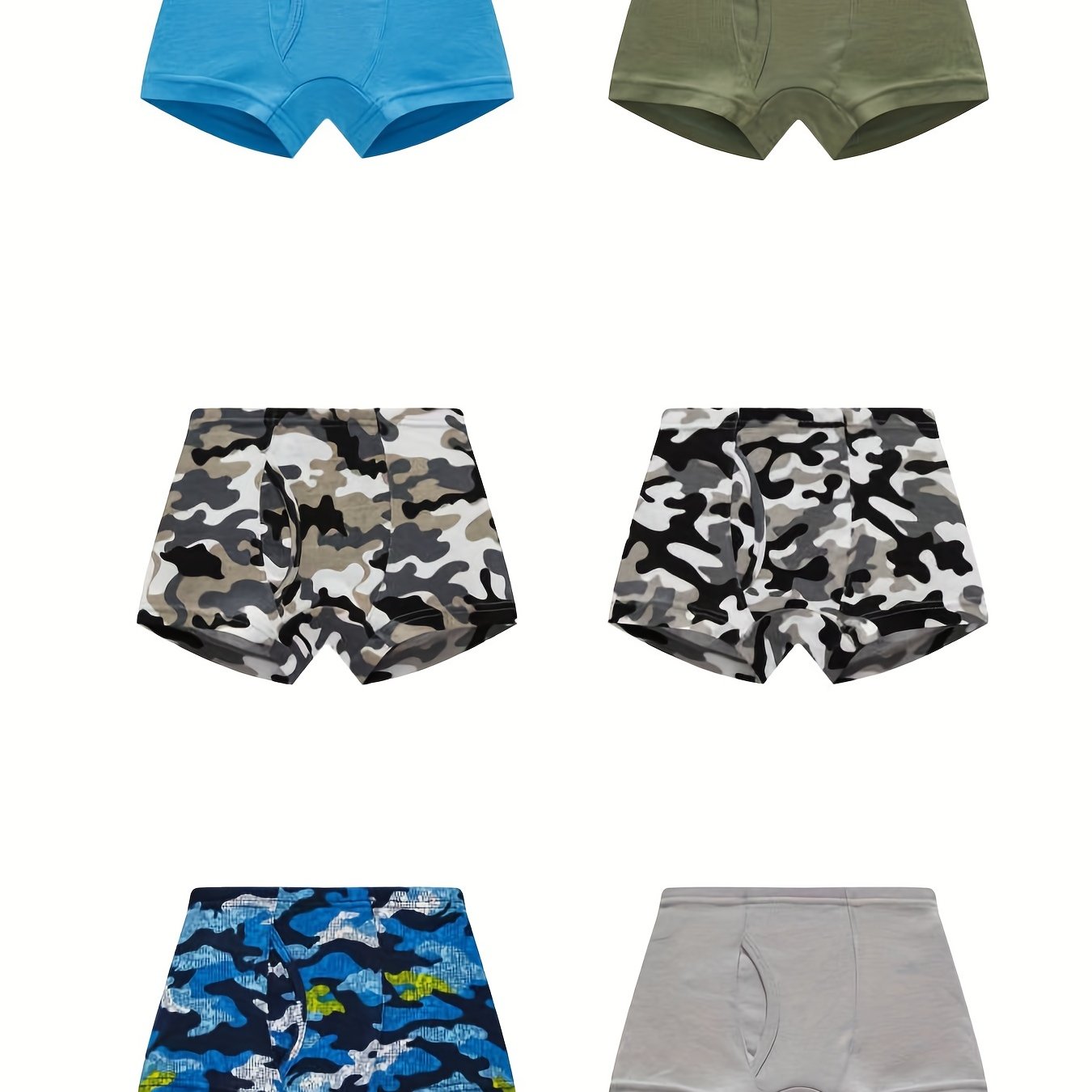 6pcs Boys Boxer Briefs Camouflage Print Soft Underwear Kids Clothes