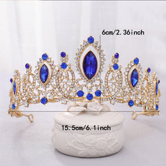Rhinestone Crown Tiara Queen Style Headband for Prom Birthday Party