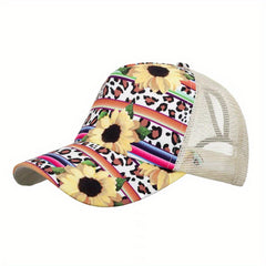 Floral Cloth Hole Baseball Cap Sun Hat for Women and Men