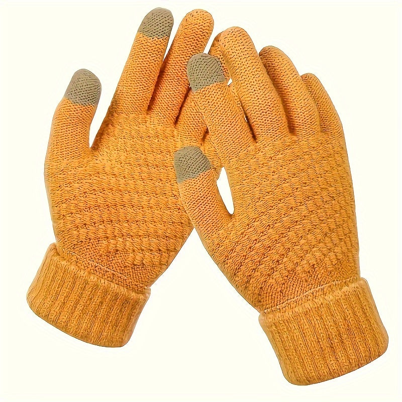 Knitted Winter Touch Screen Gloves Warm Full Finger Stretchy Men Women