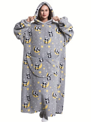 Panda Pattern Sherpa Fleece Hooded Blanket