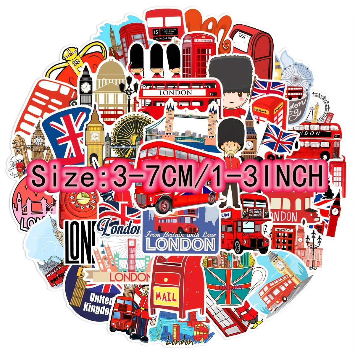 50pcs London Graffiti Stickers Laptop Helmet Decoration