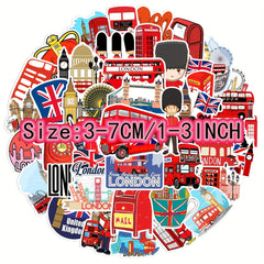 50pcs London Graffiti Stickers Laptop Helmet Decoration