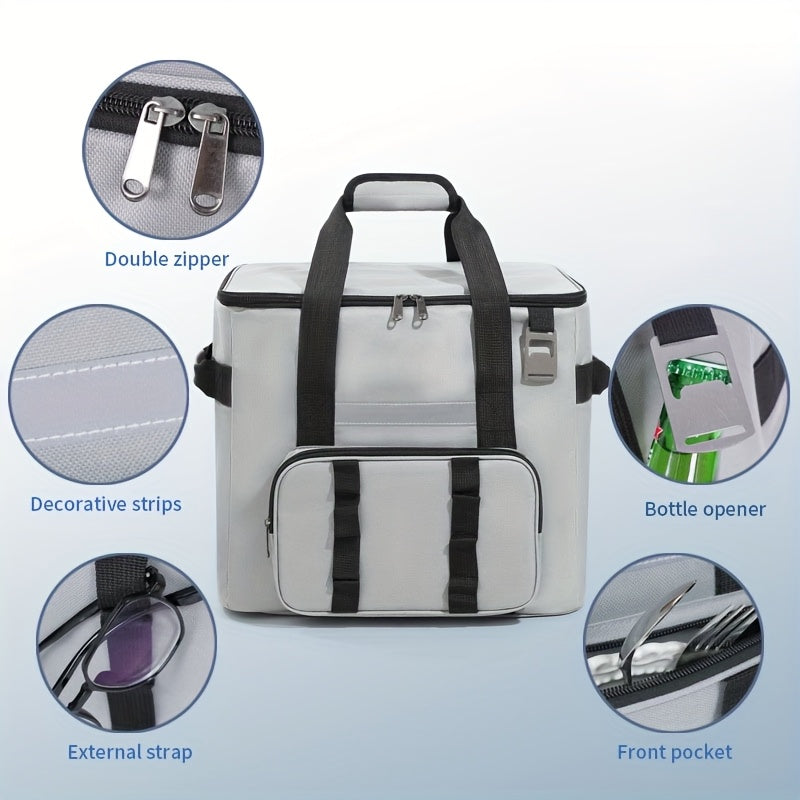 40L Insulated Picnic Bag Large Capacity Outdoor Cooler Durable Oxford Fabric