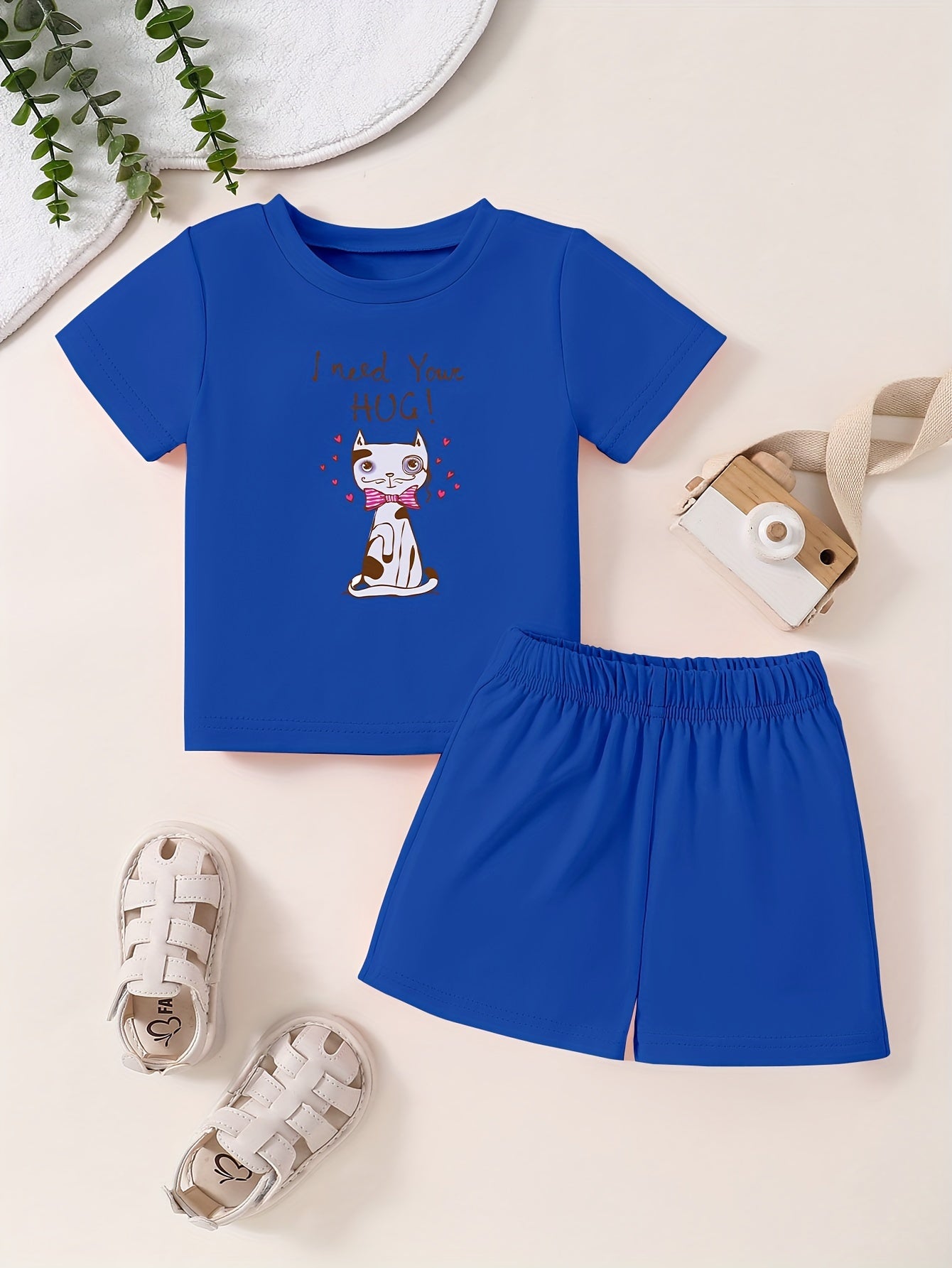 Toddler 2pcs Bottoming Set Short Sleeve T shirt & Shorts