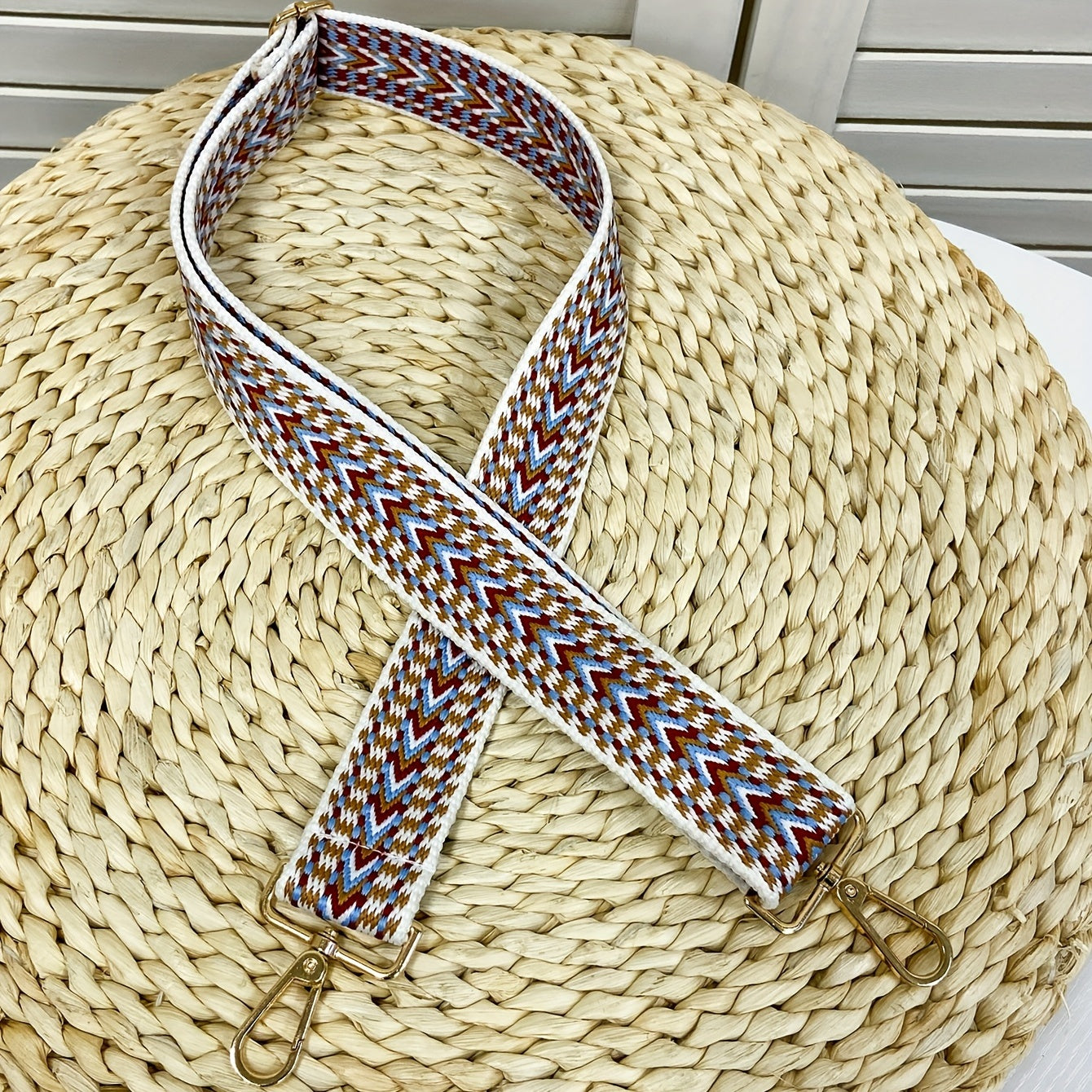 Colorblock Straw Bag Strap Adjustable For Shoulder Bag
