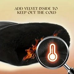 Men's Warm Gloves Motorcycle Riding Cold proof Leather Gloves Plus Velvet