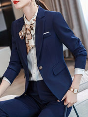 Button Front Lapel Blazer Long Sleeve Women's Clothing