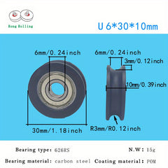 10pcs 626 & 608 Plastic Coated Bearings POM Sliding Roller 30x10mm Bore 6mm