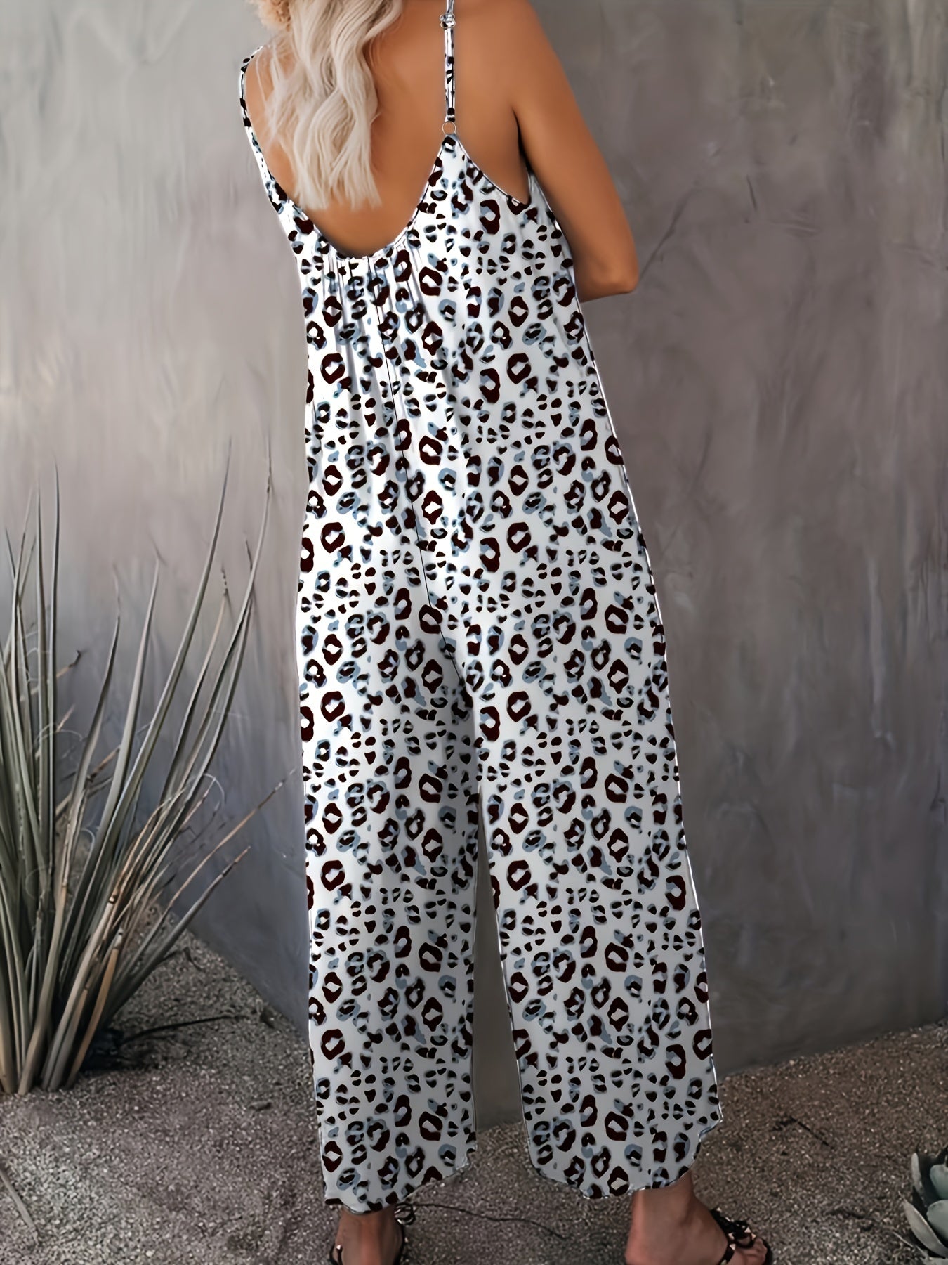 Leopard Print Cami Jumpsuit with Pockets