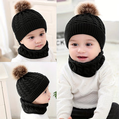2pcs Baby Knitted Hat & Scarf Set, Ages 0-4 Years