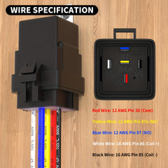 12V 30 40A 5 Pin SPDT Waterproof Relay With Socket