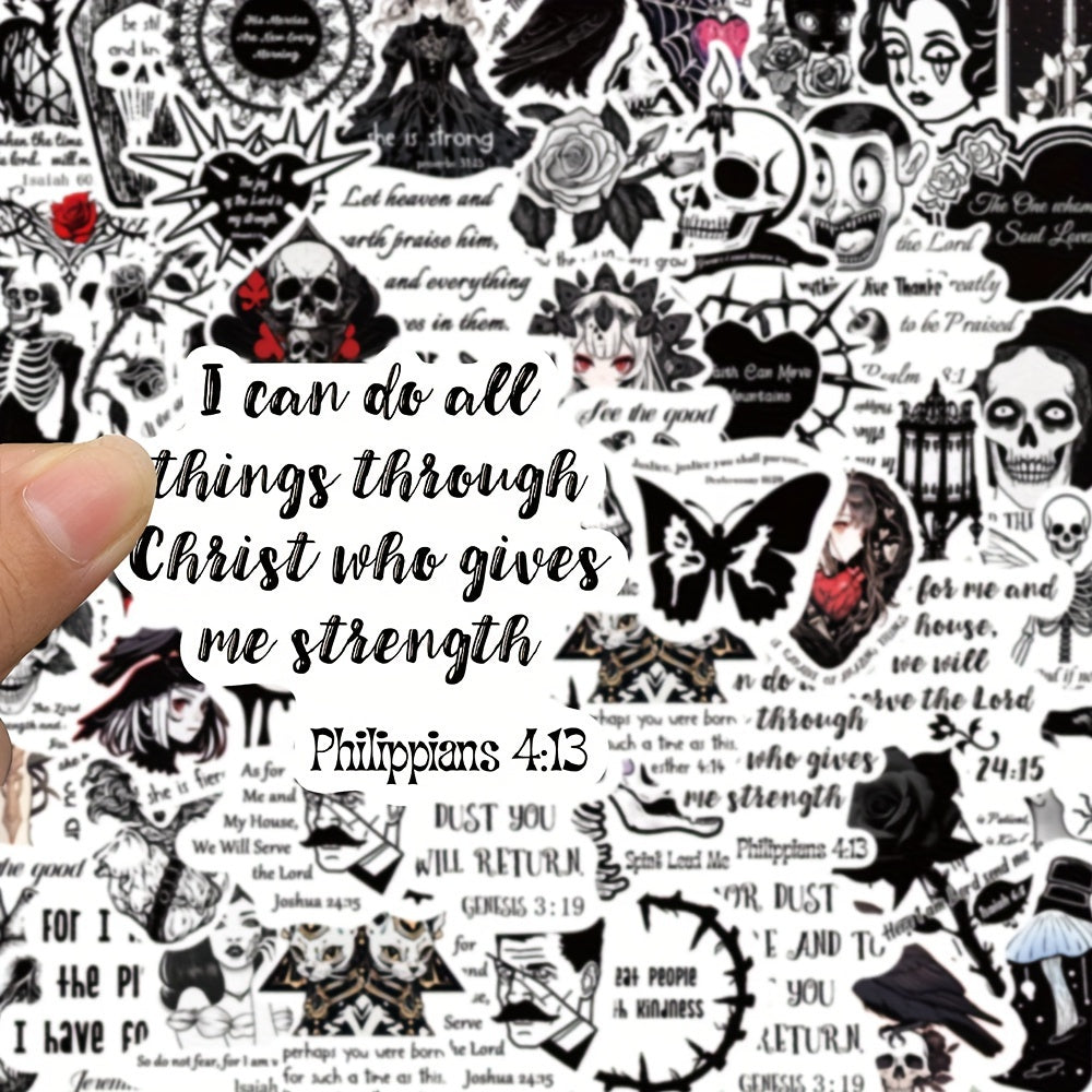 50pcs Gothic Bible Graffiti Stickers for Mobile Phone Cup Guitar Skateboard