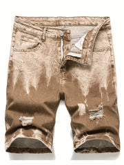 Men's Casual Street Style Ripped Denim Shorts Medium Stretch Distressed