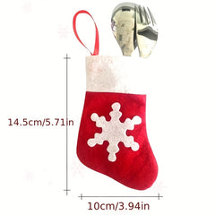 8pcs Christmas Socks and Fork Bags Santa Claus Non-Woven Socks