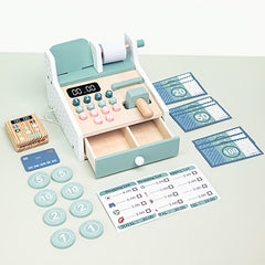 Wooden Toy Cash Register Kids Play House Business Simulation