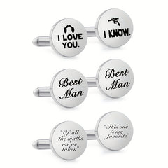 Stainless Steel I LOVE YOU & Man Cufflinks Stylish Men's Accessory