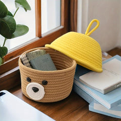 Bear Storage Basket Dog Toy Office Shopping Cotton Rope