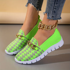 Women's Chain Decor Slip On Sneakers Lightweight Breathable Shoes