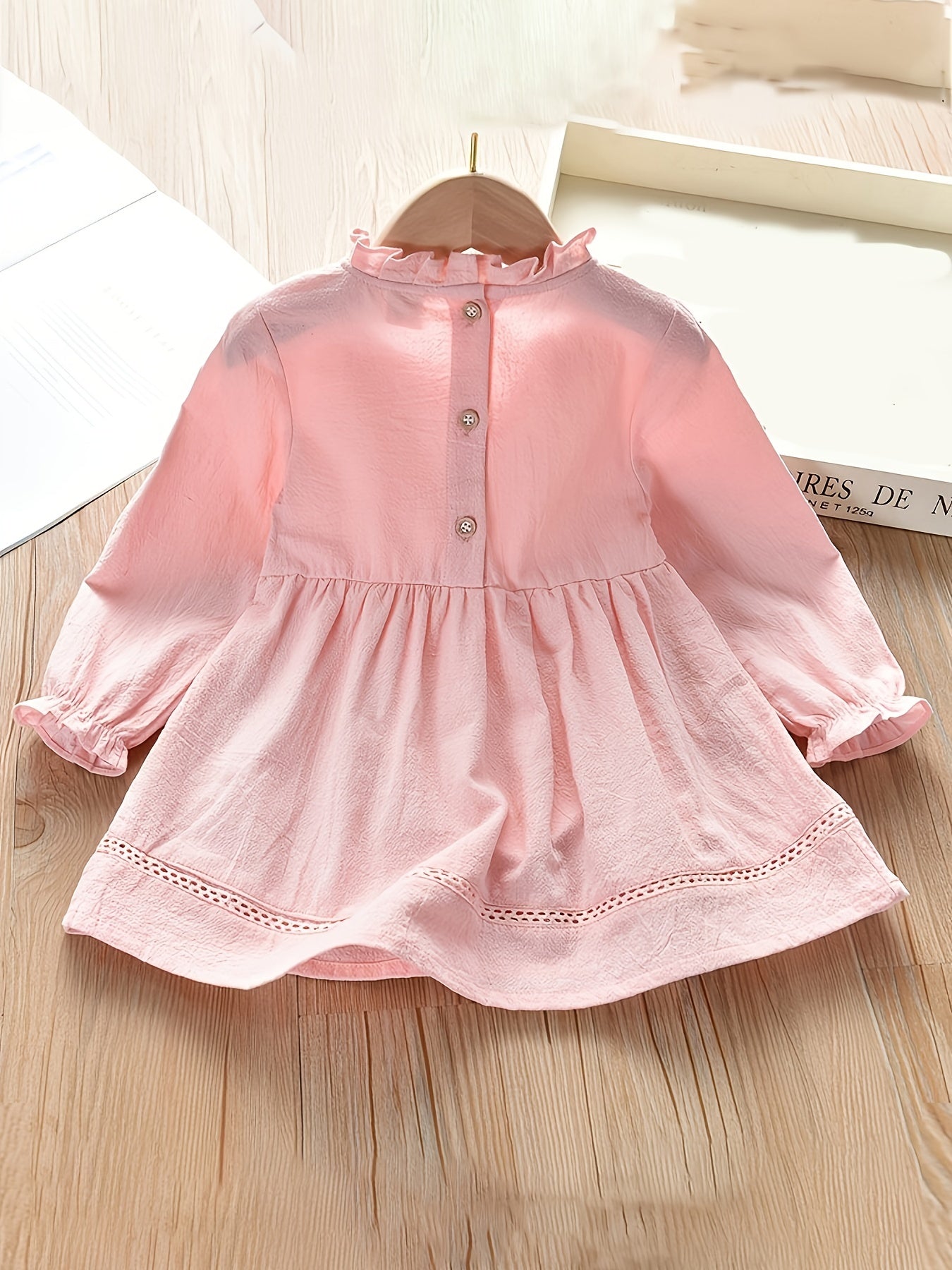 Girls Ruffled Hollow Solid Princess Dress