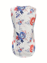 Floral Print Square Neck Tank Top Sleeveless Casual Summer Women's Clothing