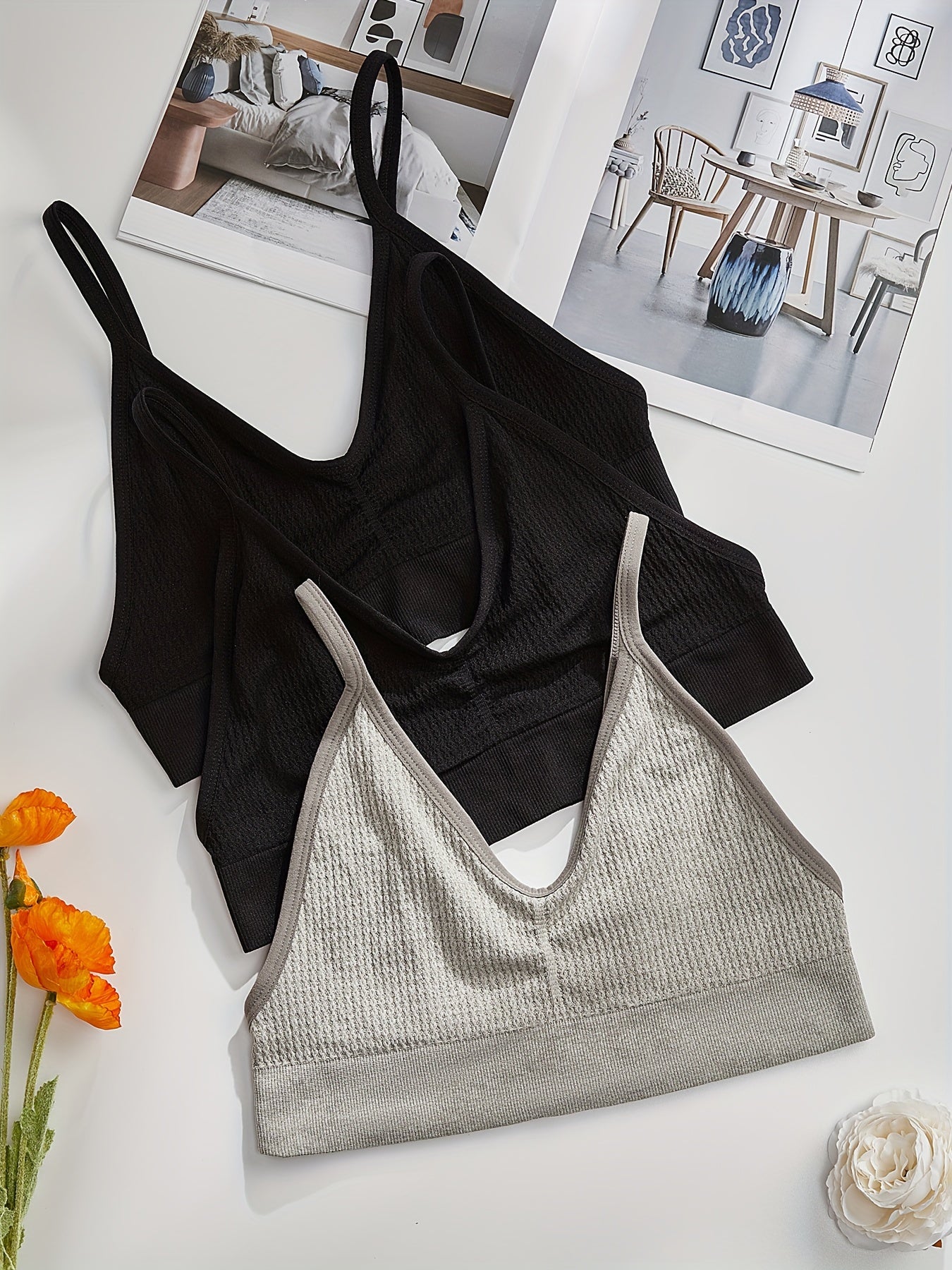 3pcs Wireless Bras Comfy & Breathable Intimates Women's Lingerie