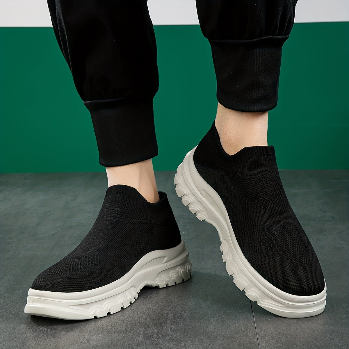 Men's Casual Slip On Woven Sneakers Breathable Non Slip Sneakers