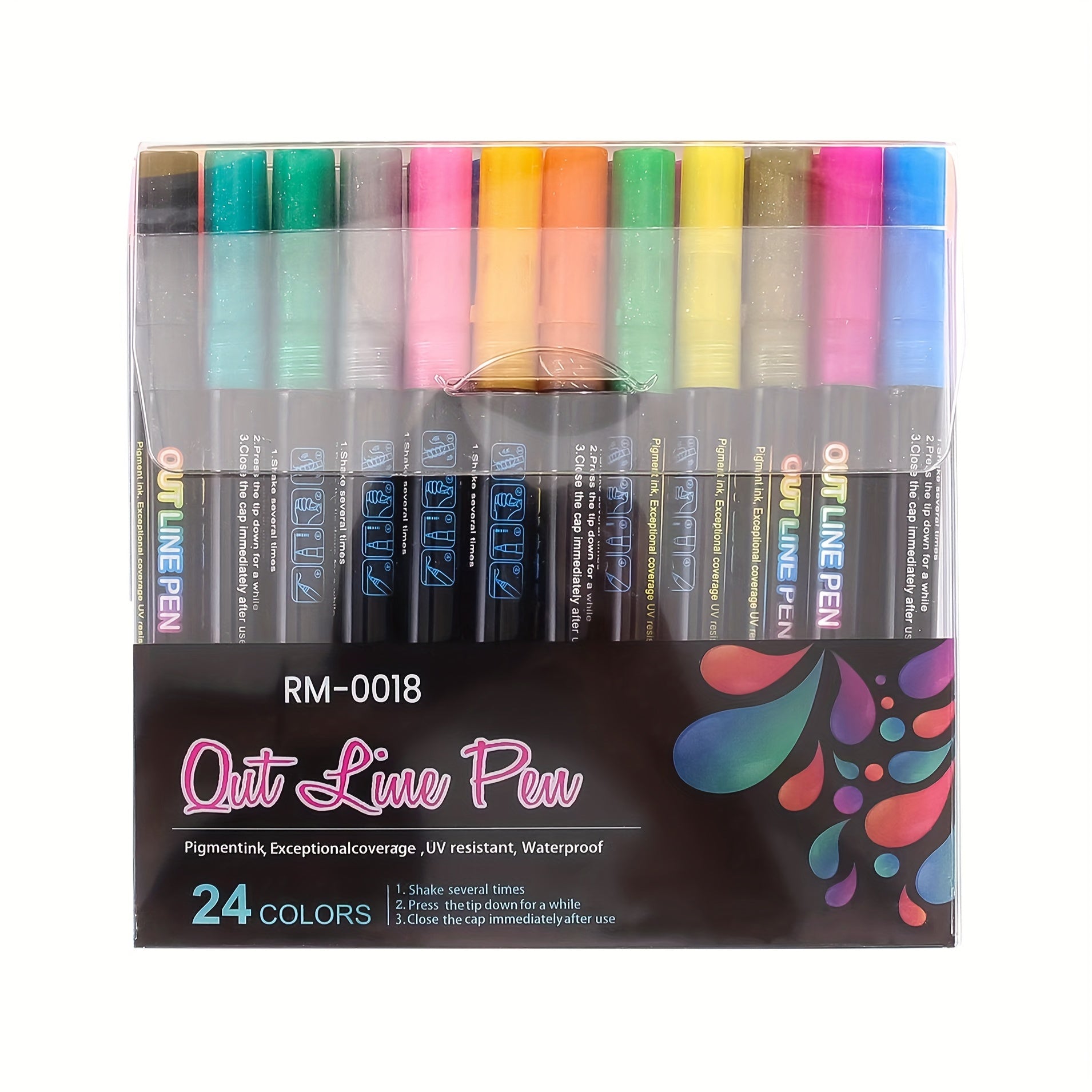 24 Colors Outline Markers for Scrapbook Photo Album Easter Eggs Crafts