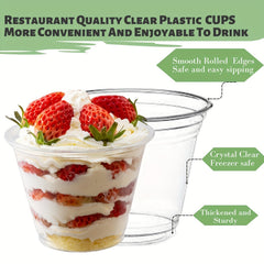 50pcs 9 Oz Clear Plastic Cups for Desserts Parfaits Ice Cream Cupcakes