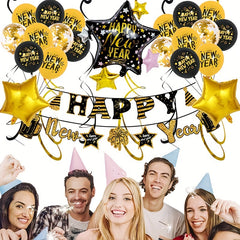 Year Balloon Party Decoration Round Year Latex Aluminum Foil Balloon